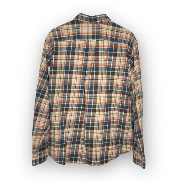 Eddie Bauer Flannel Shirt Tan Button Front Pocket Plaid Hiking Outdoor Men’s XXL - Picture 2 of 10